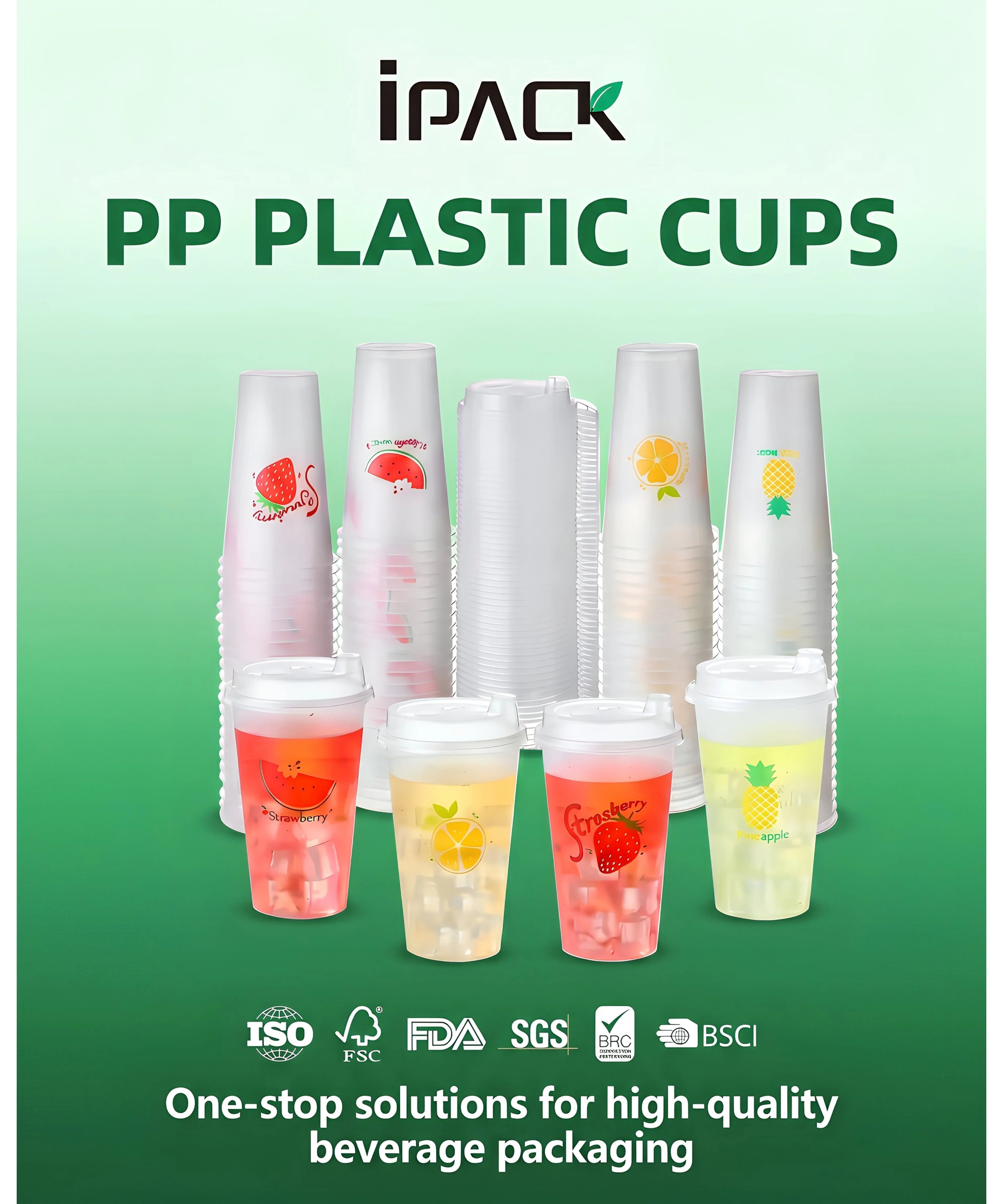Frosted PP plastic cups for cold beverages and takeaway drinks - IPACK