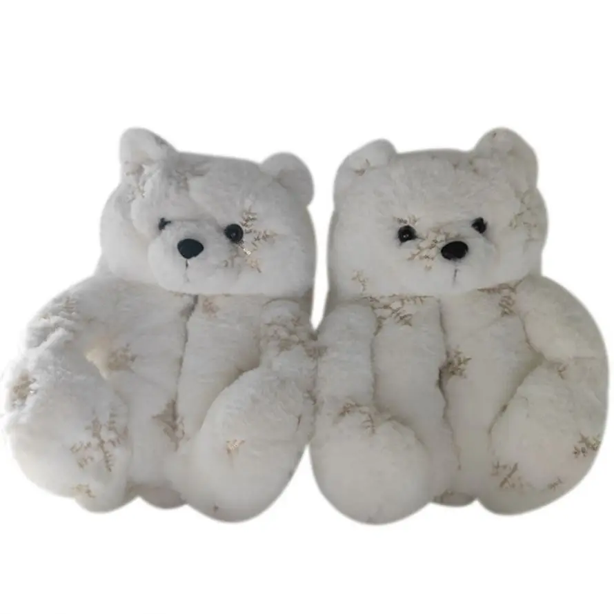 

Hot Sale Kids Teddy Bear Slippers Plush Faux Fur Multicolor Cute Teddy Bear Slippers For Women, Picture