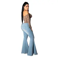 

KC-2033 women's stretch denim jeans amazon hot design flared jean trousers bell-bottomed pants in