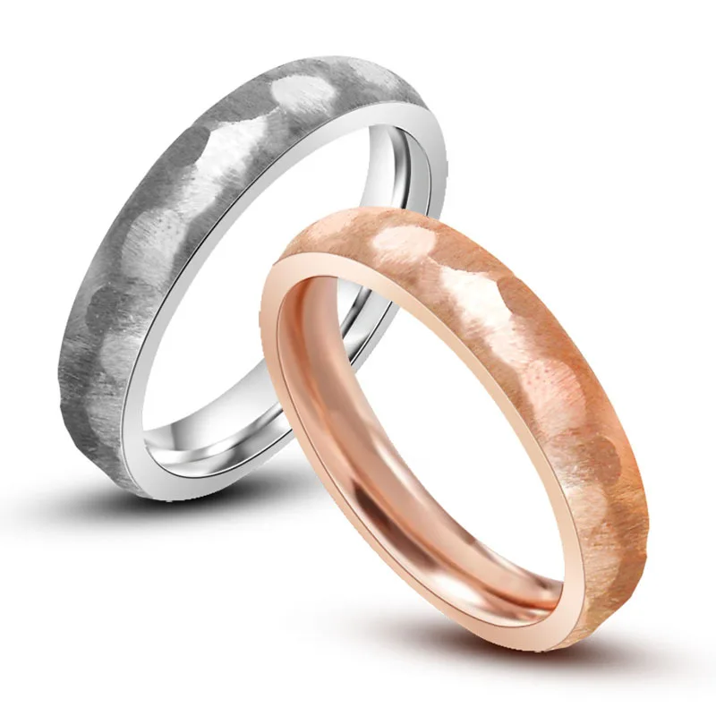 

Japanese and Korean rose gold titanium steel same style couple rings diamond multi-surface ring