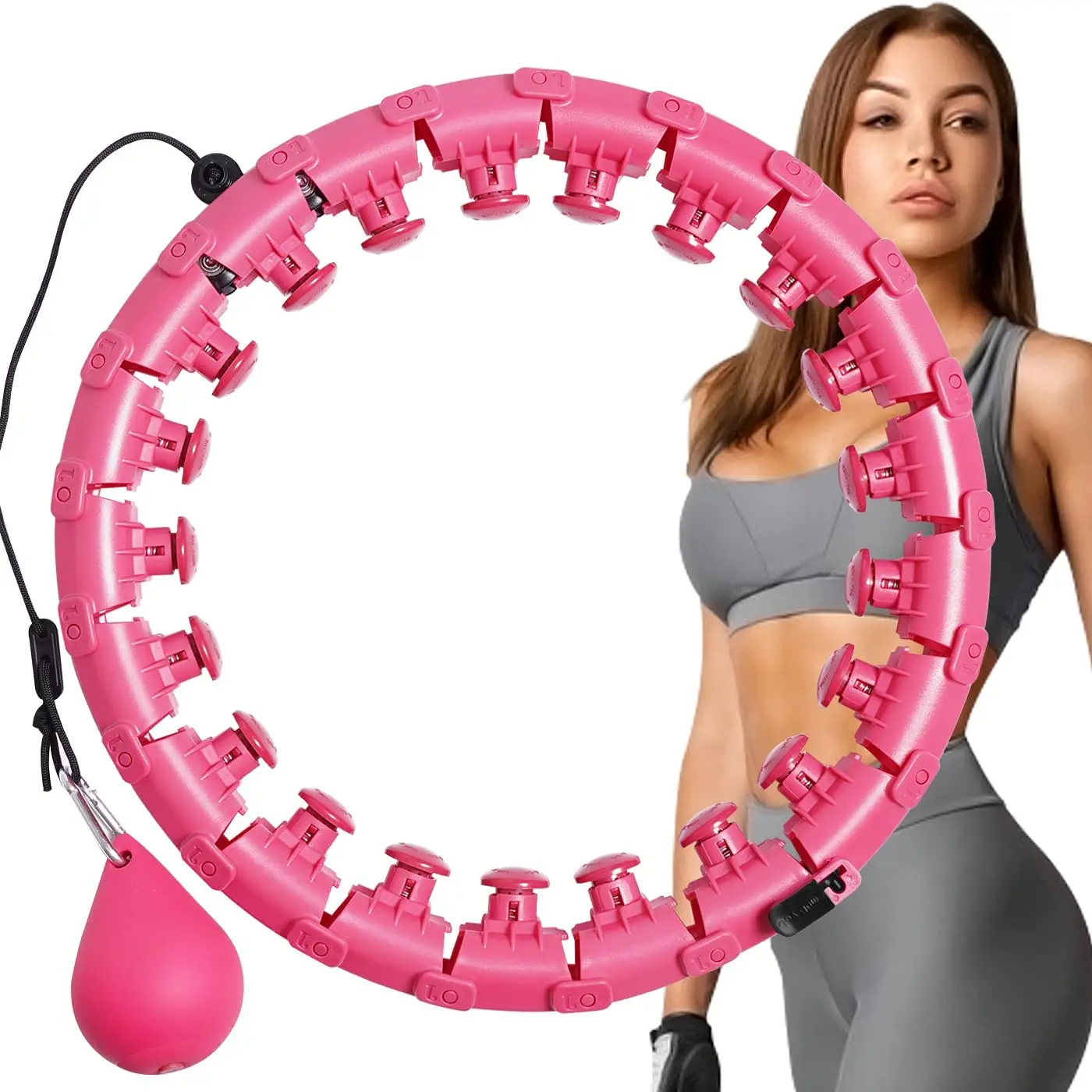 

Smart Weighted Hoola Hoop Adjustable Detachable Massage Glow Hoola Hoops Manufactures Home Exercise Magnetic Hula Ring For Women, Pink,blue,purple