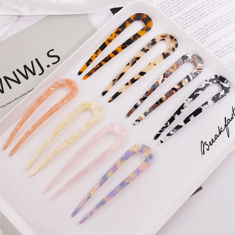 

Fashion acid hair accessories about 12 cm U shape hair forks 10 colors