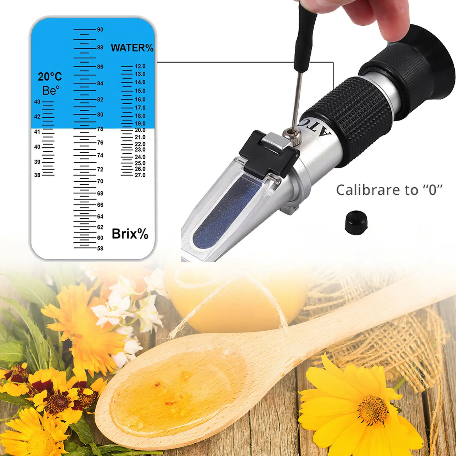 Honey Moisture Refractometer - 58-90% Brix Range With ATC For Sugar Content Testing