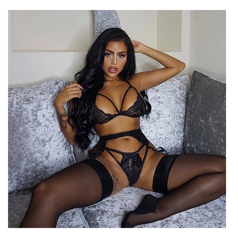 

S-3XL Lingerie Sexy Hot Erotic Intimates Bra Sets Panty G-string Set Sexy Transparent woman lace lingerie Open Bra & Brief Sets