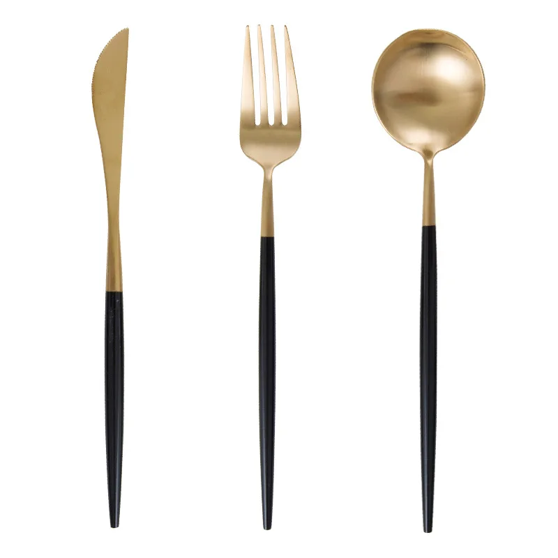 

DAOQI FLATWARE OEM cubiertos Royal stainless matte gold cutlery metal spoon flatware set ready to ship, Silver, gold, rose gold, black