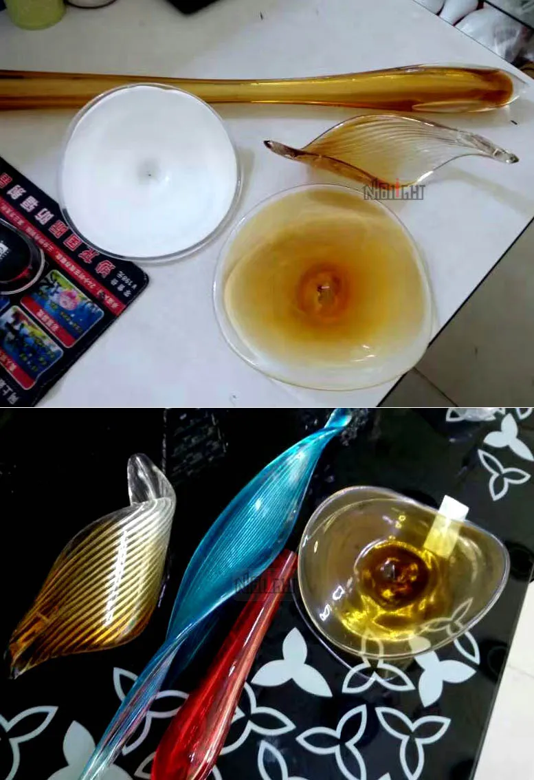 Customize the glass art Lotus leaf ceiling lamps for the foyer and living room of the hotel villa