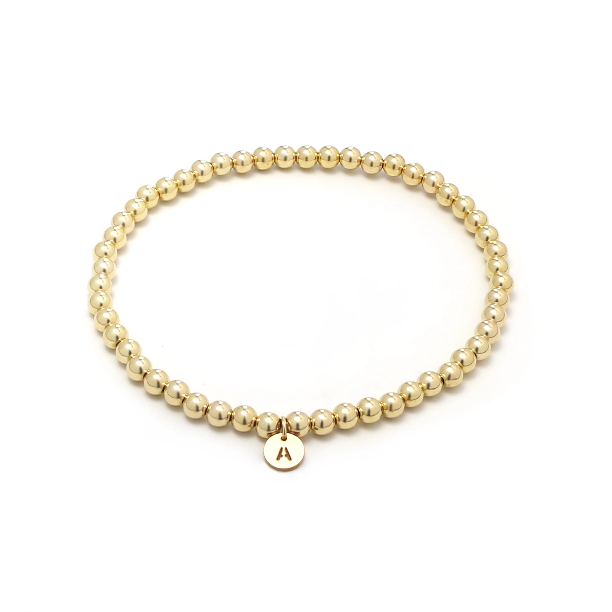 Custom Fine Stretchy Beaded Bracelet Friendship 14k Gold Filled Jewelry Letter Charms Bracelets for Women Fashion Gift