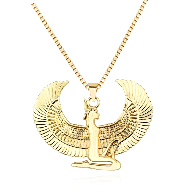 

African Gift Gold Color Egyptian Queen Nefertiti,Isis,Horus Pendant Necklaces for Women Men Jewelry Wholesale Hip Hop Jewellery