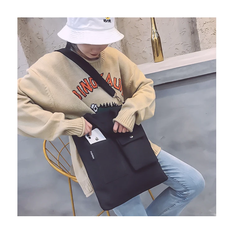 

Hot Sale Fabric Shoulder Bag Simple Eco Canvas Bag Soft Handbag Solid Casual Tote Female Environmental Reusable Shopping Bag, Customized color