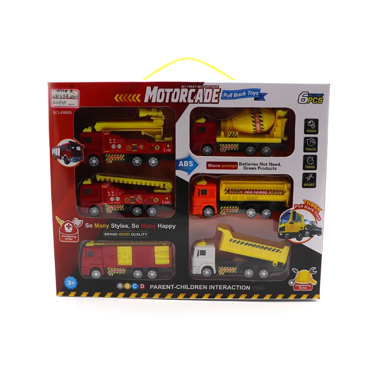 2021 Best selling toy fire truck plastic construction vehicle sets high quality pull back toys truck for kid