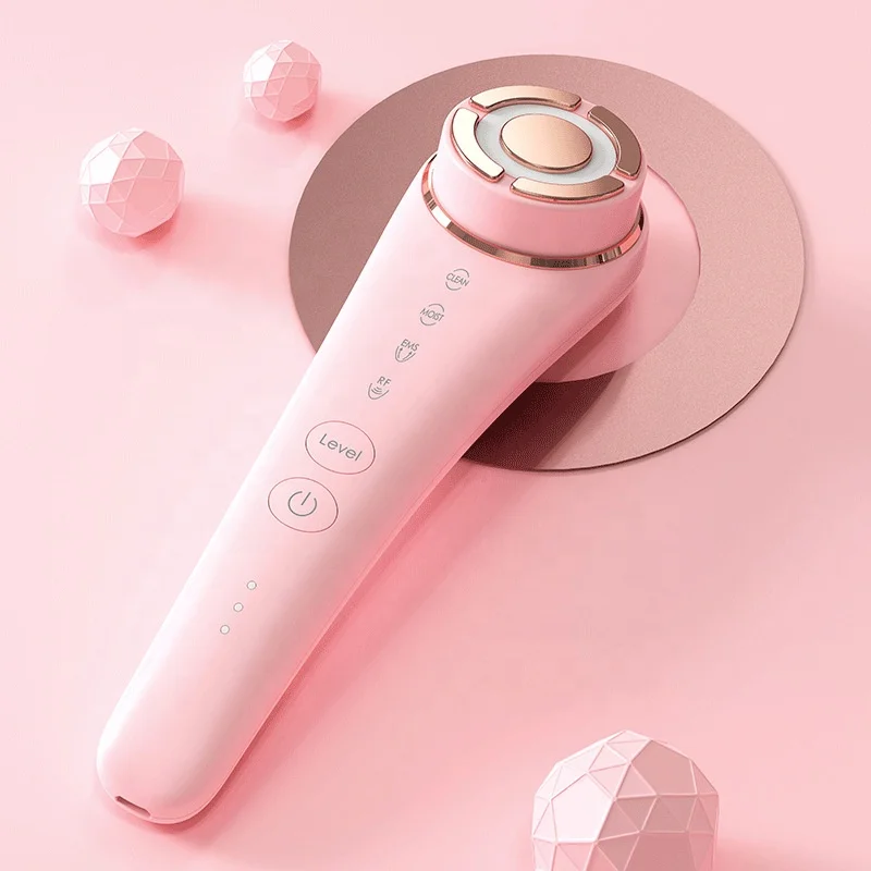 

Portable Multifunctional Facial Cleansing Face Massage Device RF Skin Polishing Tightening Machine For Home, White pink