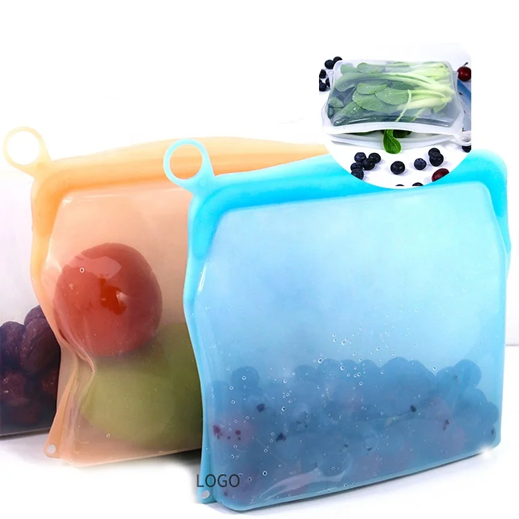 

Wholesale Fresh Fruit Reusable Silicone Travel Storage Bag Organizer, Green,orange,blue,white and customized colors