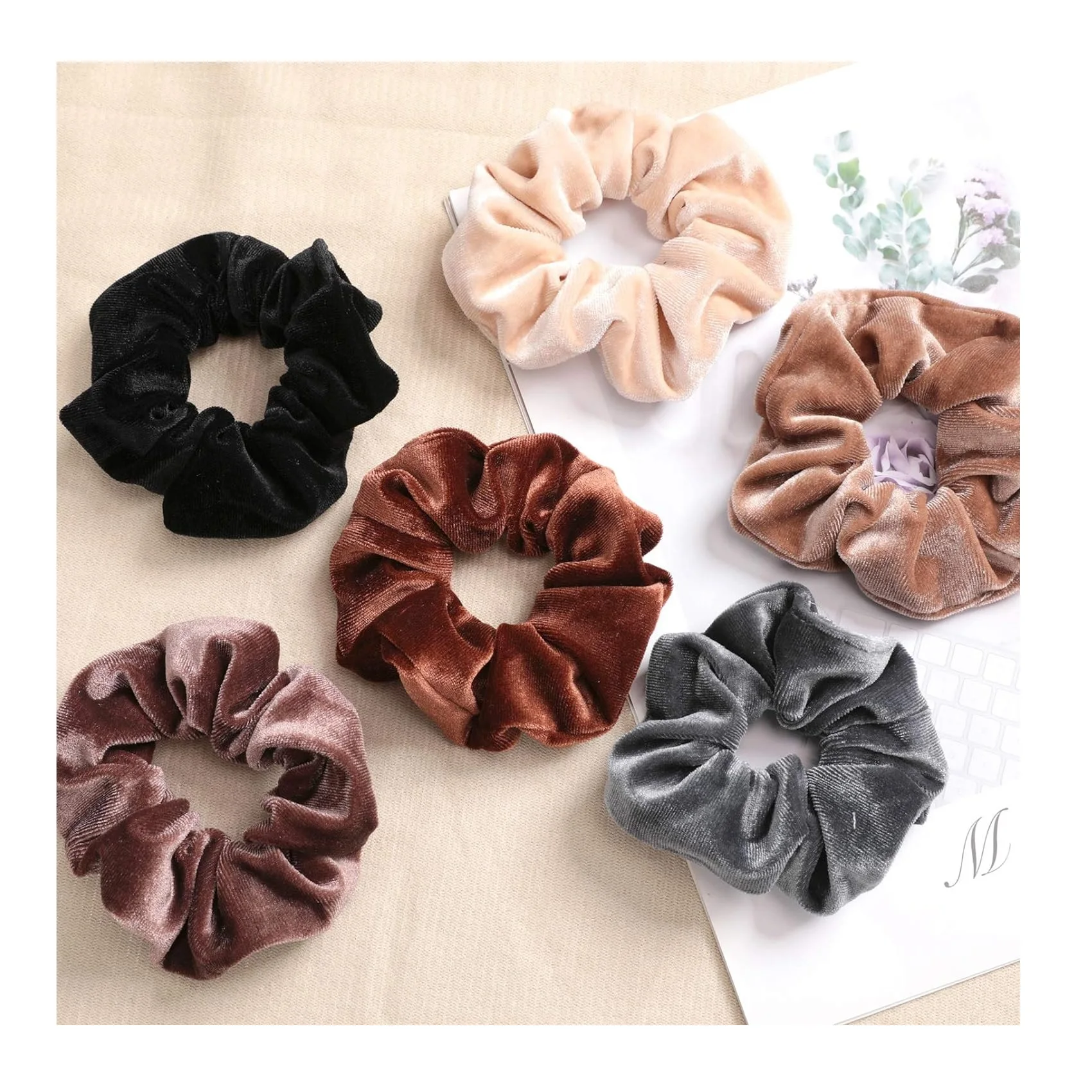 

Factory Women Premium Velvet scrunchies custom Hair Solid Color Elastic Hair Ring Soft Ropes Ponytail Holder Hair Accessories