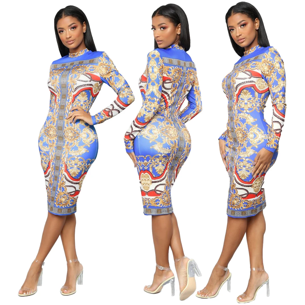 

FM-SMR9807 2020 clothing for women sexy long sleeve dresses women fashion slim one-piece dress women, As pictures