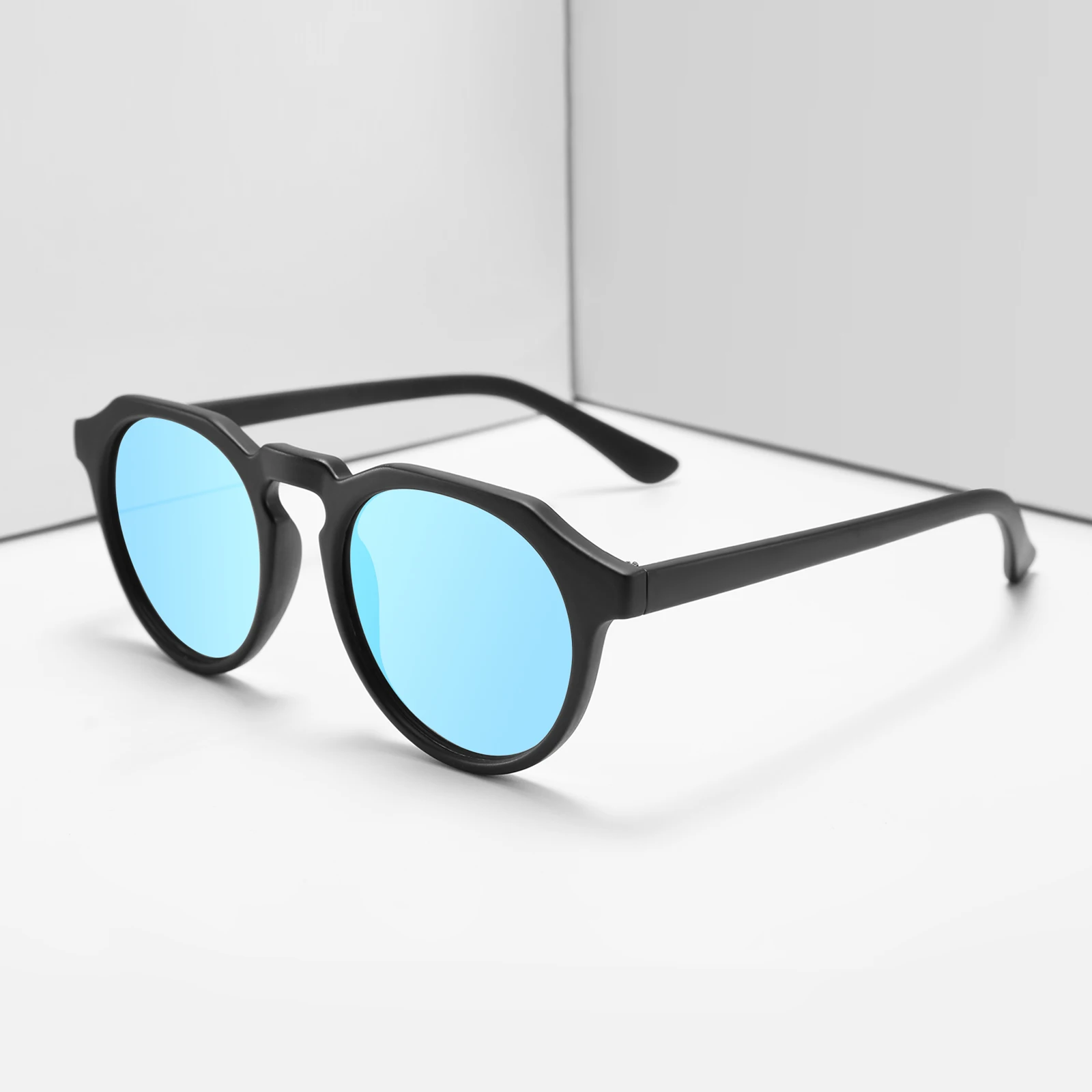 

High Quality Customer Logo Plastic Round Shades PC Men Women polarized round sunglasses, Custom color