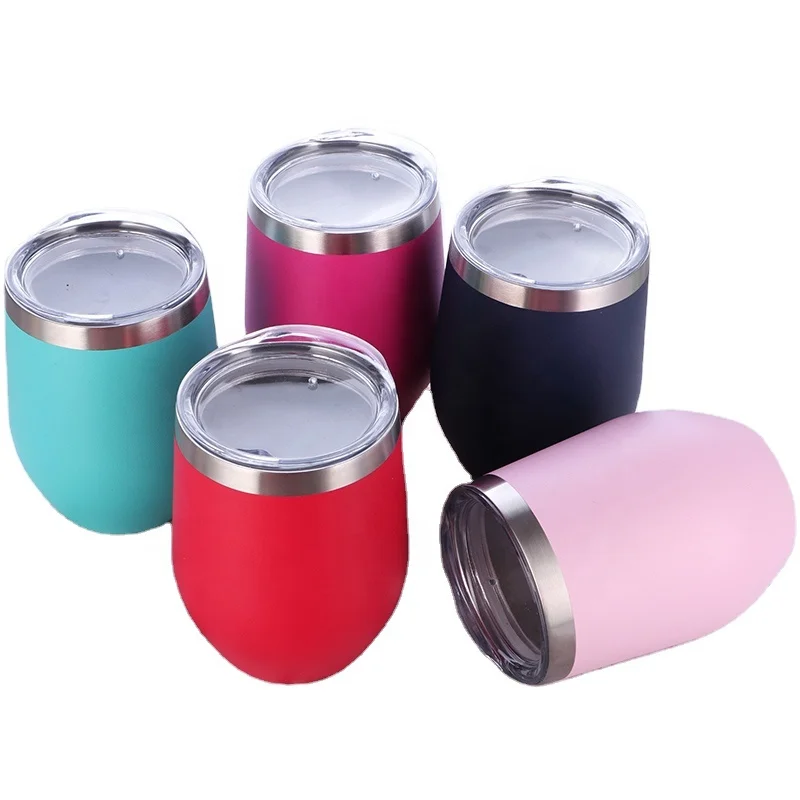 

Hot products 2020 12oz double wall stainless steel wine tumbler custom insulated vacuum wine glasses with lid for creative gifts, Customized color