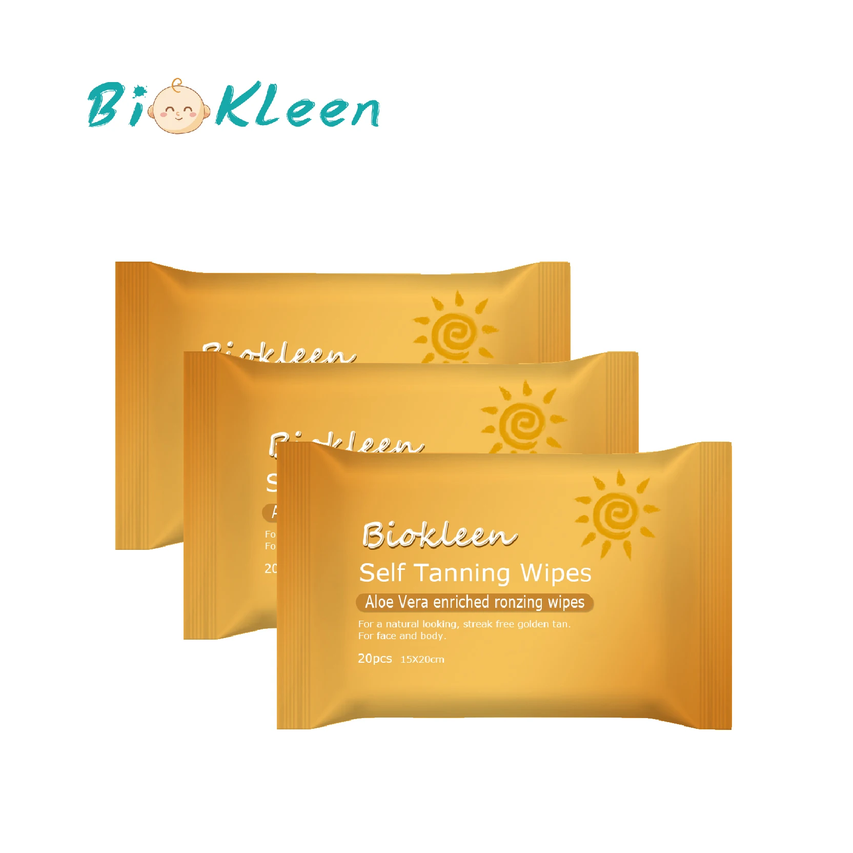 

Biokleen Wholesale Natural Oil Tanning Wipes, Private Label Biodegradable Face And Body Tanning Wipes