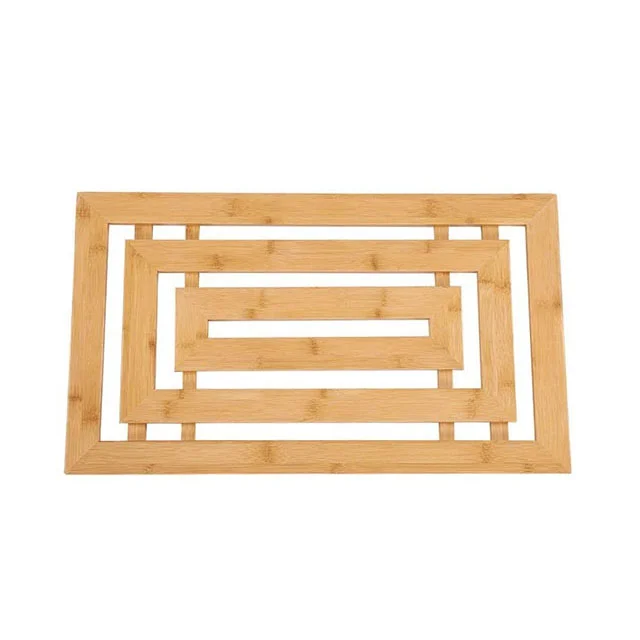 

Wholesale Natural Waterproof Wooden Bathroom Floor Shower Bath Mats Hotel Anti-slip Bamboo Bath Mat, Rustic white