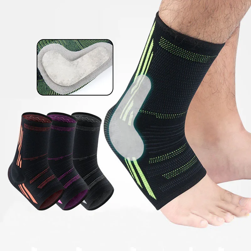 

Awesome 1PC Ankle Brace Silicone Running Sleeve Anti Sprain Elastic Joint Pain Foot Sports Sock Calf Protector Shin Guards, Black