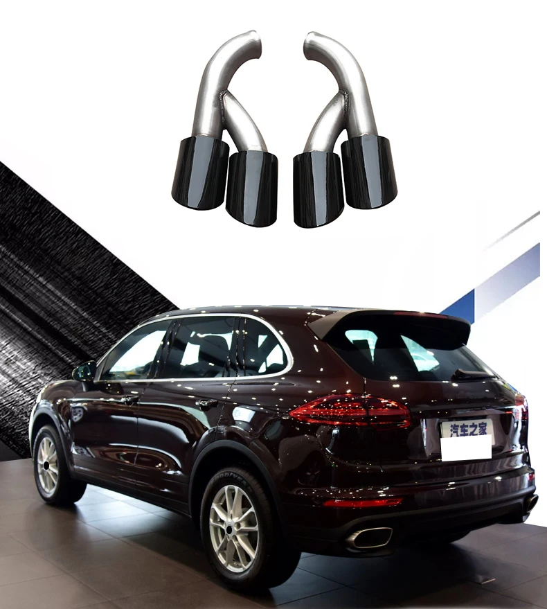 For Porsche Cayenne Exhaust Pipe Tailpipe Silver Black Stainless Steel