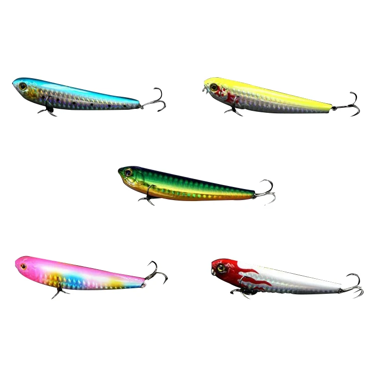 

Minnow Fish Hunter DL1D 80MM 90G Pencil Fishing Lures hard Bait Fishing Tackle Hooks Simulation Fishes, Yellow&green/rainbow/green