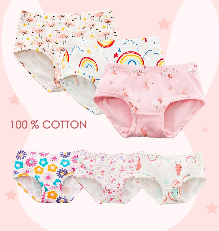 

2020 Teenage Printing Underpants Young Girl's Briefs Comfortable Cotton Panties Kids Underwear, Pink