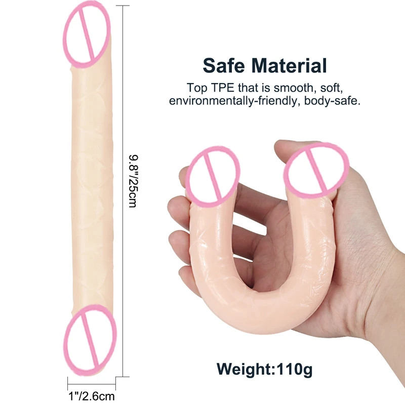Soft silicone TPE  factory price anal Sex Toys Double heads penis Dildo Realistic Long Dildo Sex Toy For woman