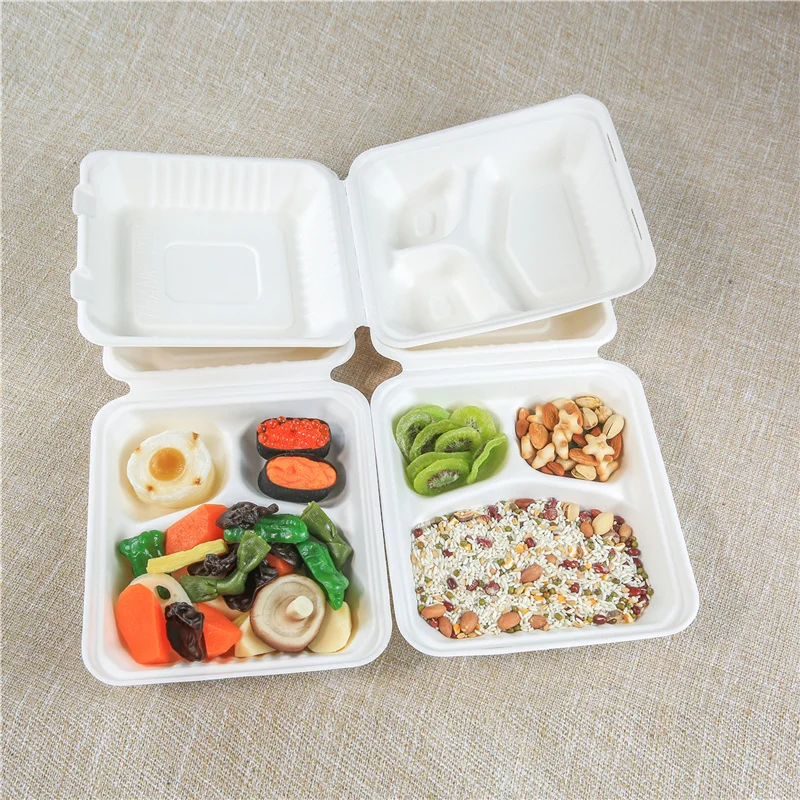 

lunch 3 compartment for hospital weigh 2kg japanese bento box disposable food togo container, Unbleached and bleached