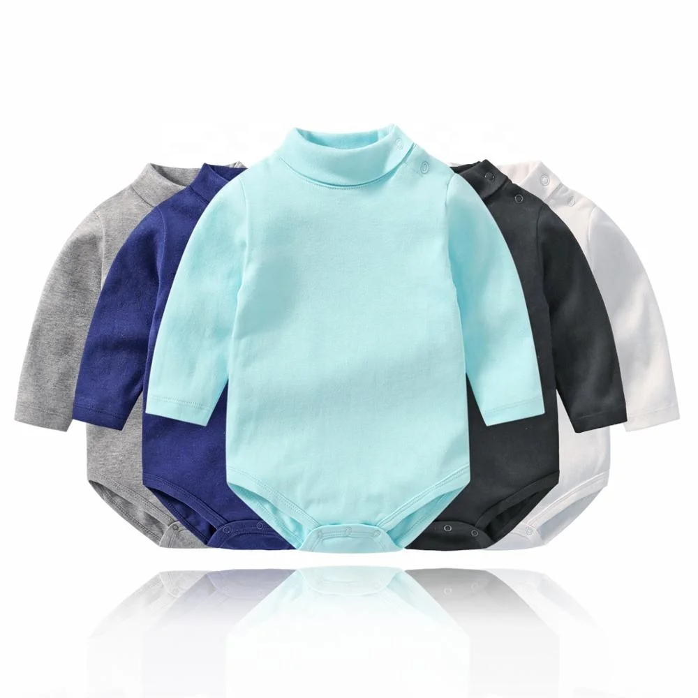 OEM ODM newborn baby clothes long sleeve romper 100% cotton colorful plain baby onesie