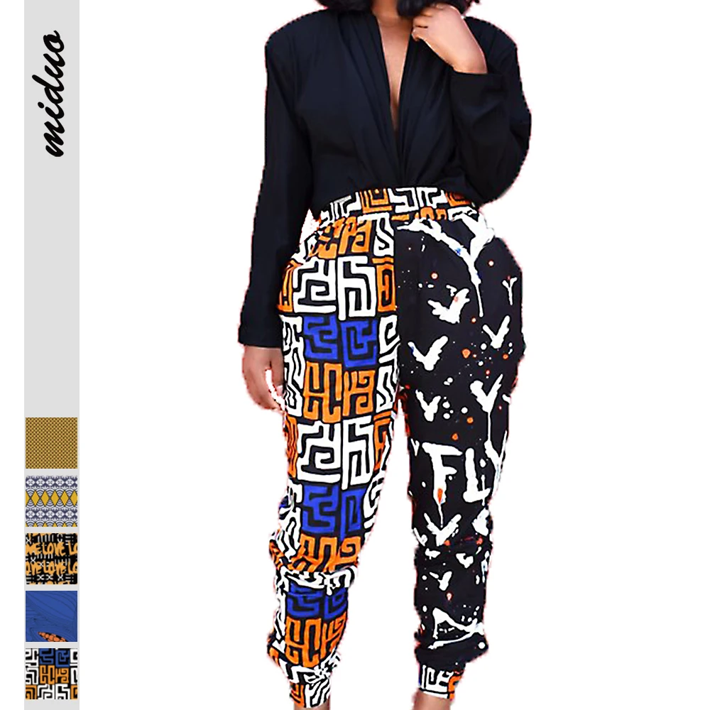 

New Fashion African Style Digital Printing Women Casual Comfortable High Waist Elastic Waist Side Zipper Ankle Length Pants