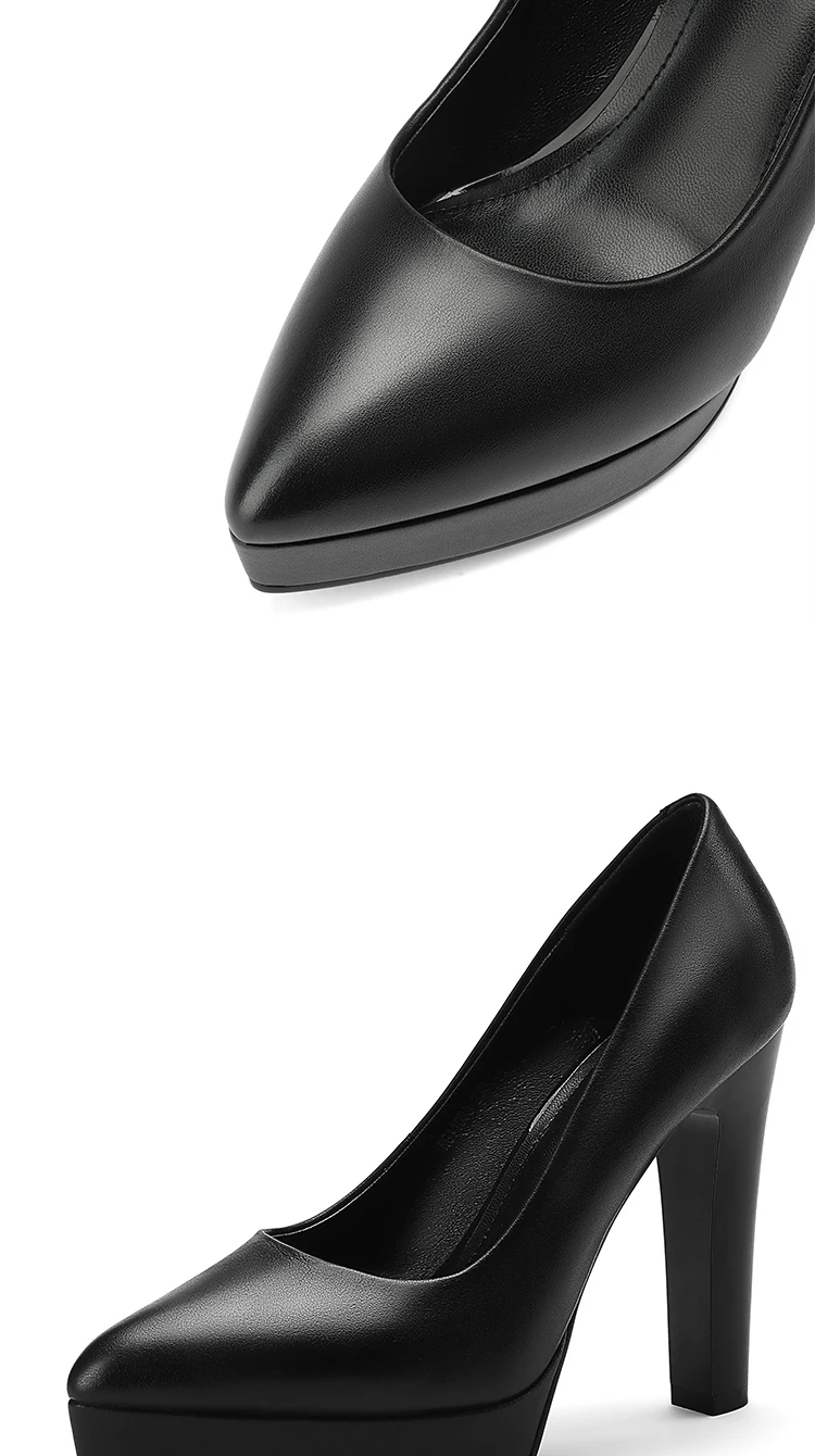 Ladies Dress Shoes Pumps High Heels Sexy Leather Fashion Chunky Heel