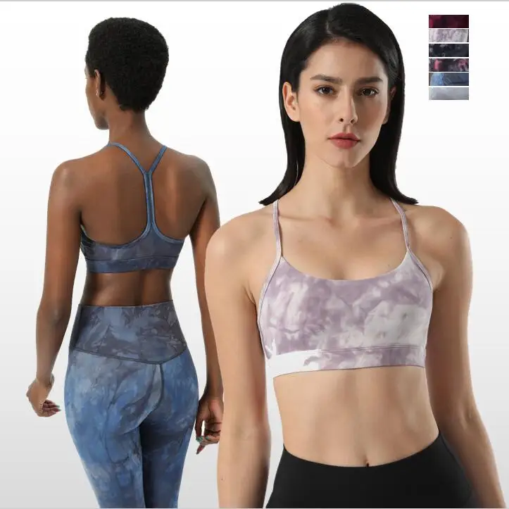 

U Neck Tie Dye Yoga Bra Digital Printing Sports Yoga Bra Y Back Sexy Sport Bra