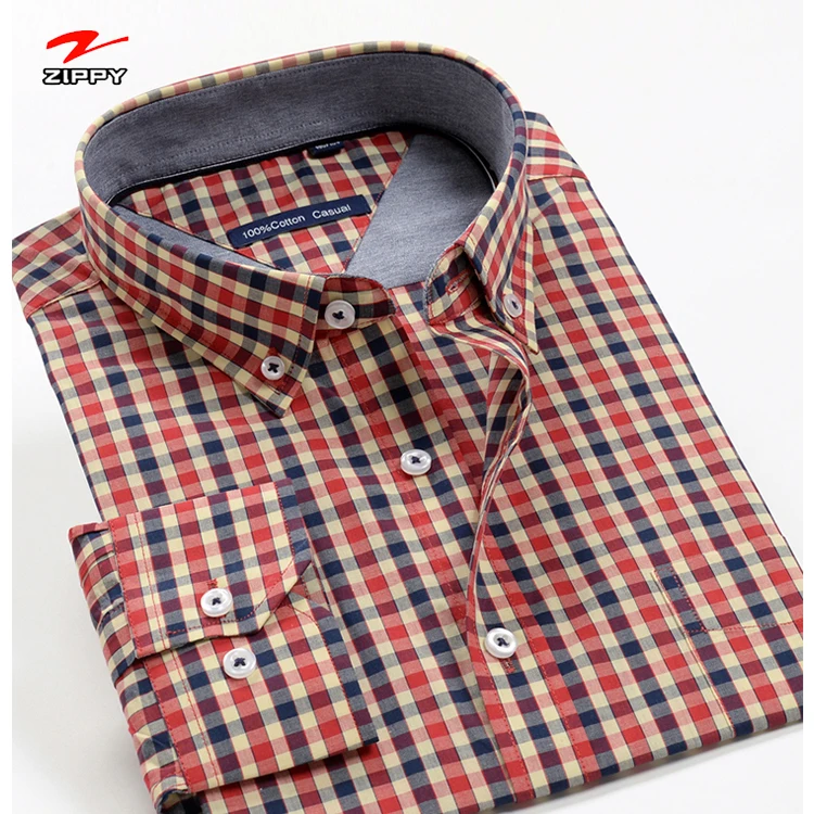 

Men Shirt s 100% Cotton Men's lapel plaid shirt, Custom color
