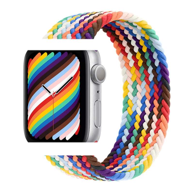 

Chinber 1:1 Rainbow Elastic Nylon Braided Solo Loop Watchband for Apple Watch Band, 26 colors available