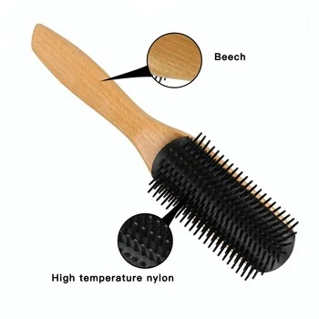 

Amazon Hot Selling 2020 Custom Logo Eco-friendly Massage Denman Hair Cushion Detangle Brush, Natural