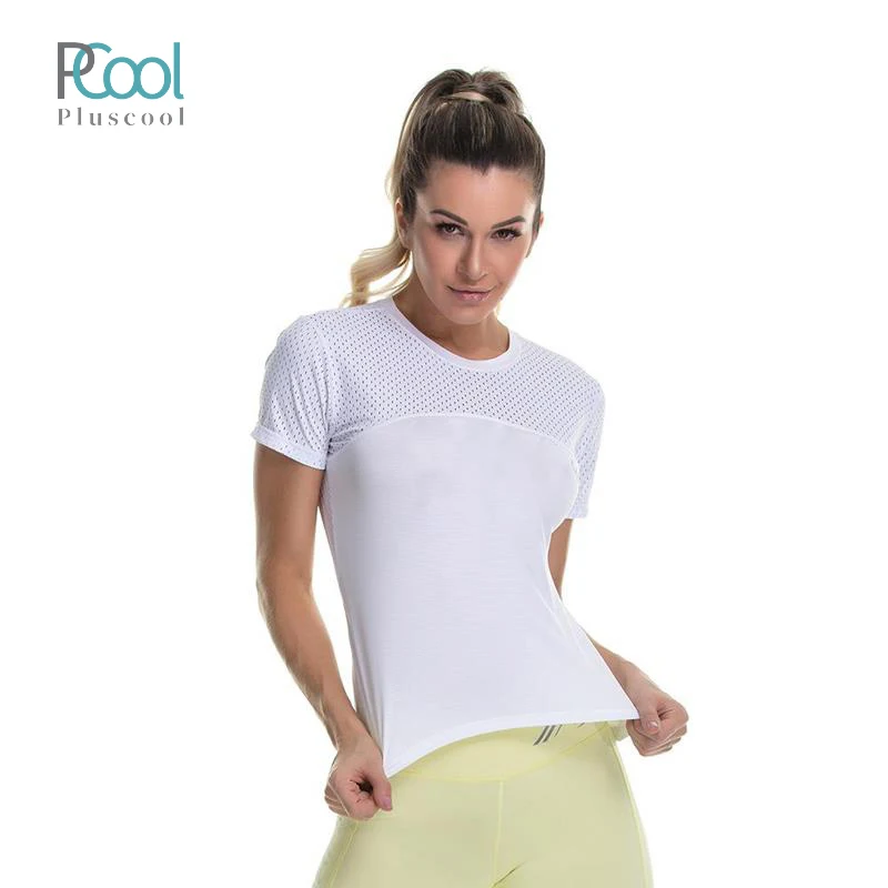

Mesh Short Sleeve Gym Tops Breathable T Shirt For Women
