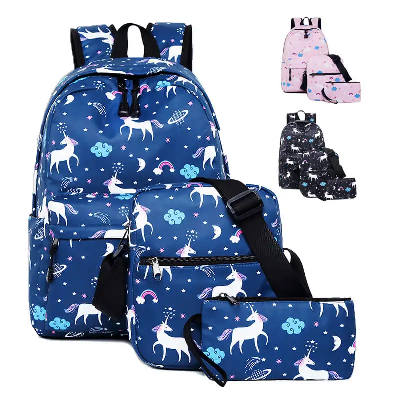 

School Bag Bag set 3pcs With Sling and Pen case Cute women Student backpack School Bag