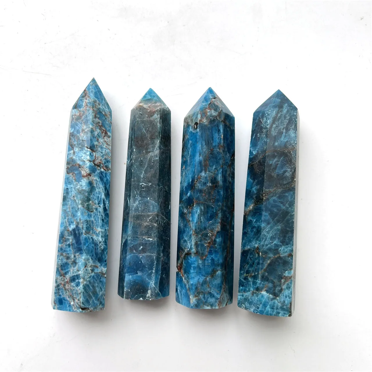 

Wholesale High Quality Crystals Healing Han Hand Carved Wand Blue Apatite Point Tower