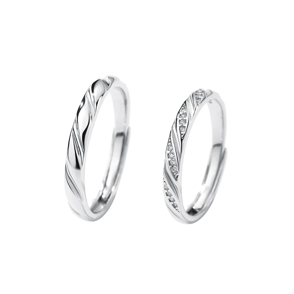 Wholesale New Diamond Rings Sterling Silver love Couples Jewelry 925 Sterling Male and Female Wedding Rings Fine Jewelry Rings