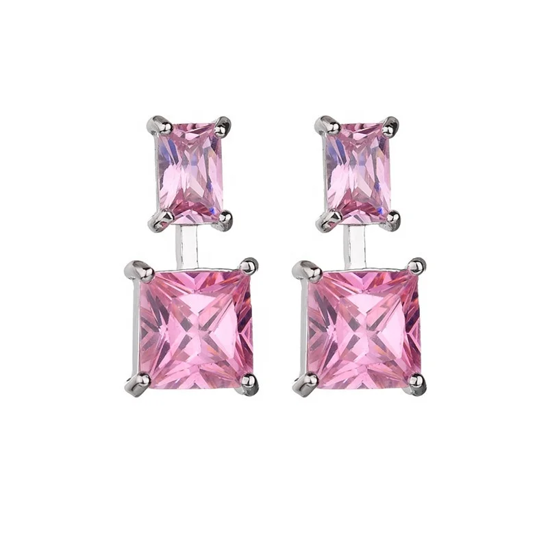 

Prevent Allergy Jewelry 925 Silver Needle Fashion AAA-AA Cubic Zircon Women Child Earring, White, pink