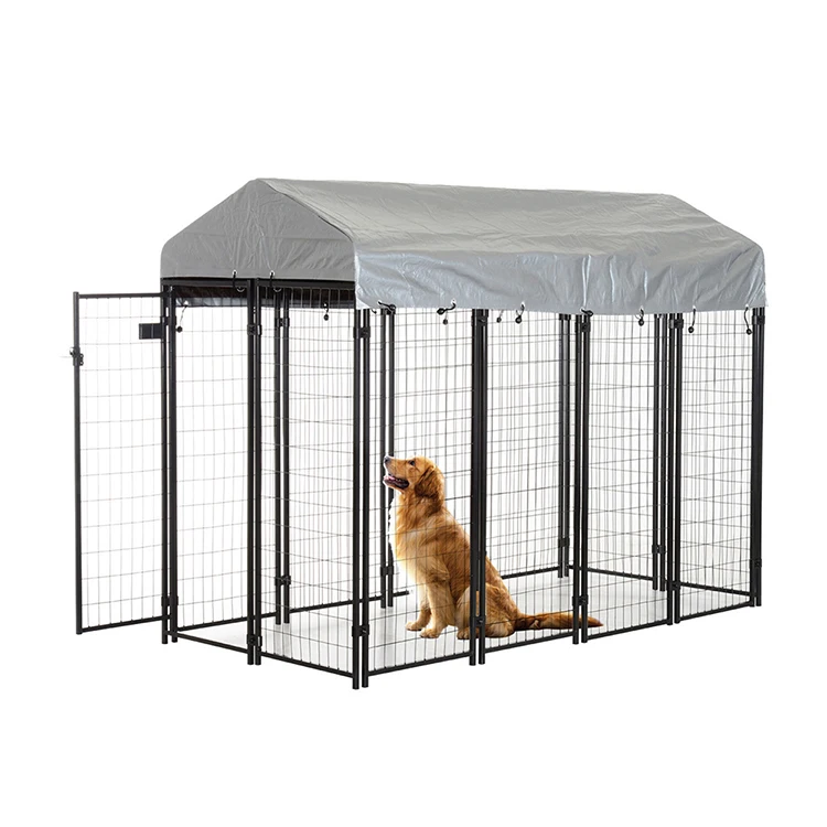 

Metal Large Playpen Wire Animal Metal Camping Indoor Outdoor Cage For Large Dogs with Roof, Black