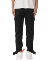 

Men's Casual Pants Men nylon Pants Side Button Drawstring Trousers Men cargo pants