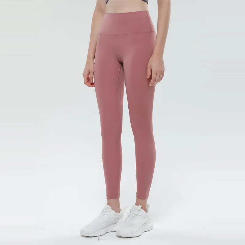 

Amazon Hot Selling Custom Logo New Style Double-sided Sanding Nude High-waist Hip-lifting Sports Fitness Yoga Pants Women