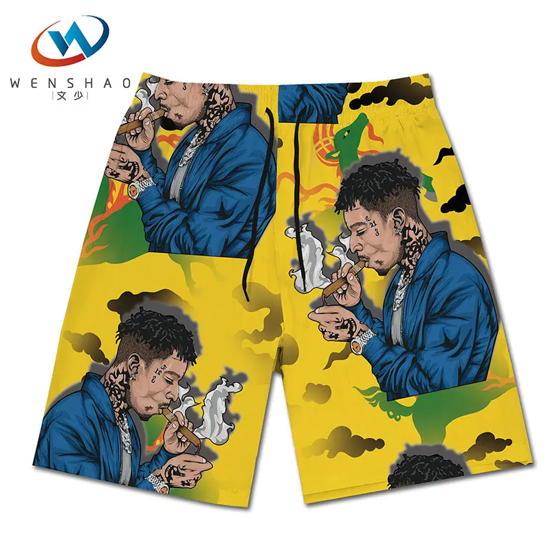 

Eco friendly custom quick dry polyester drawstring smoking printed men's shorts, Gorgeous custom pattern decorative stripes