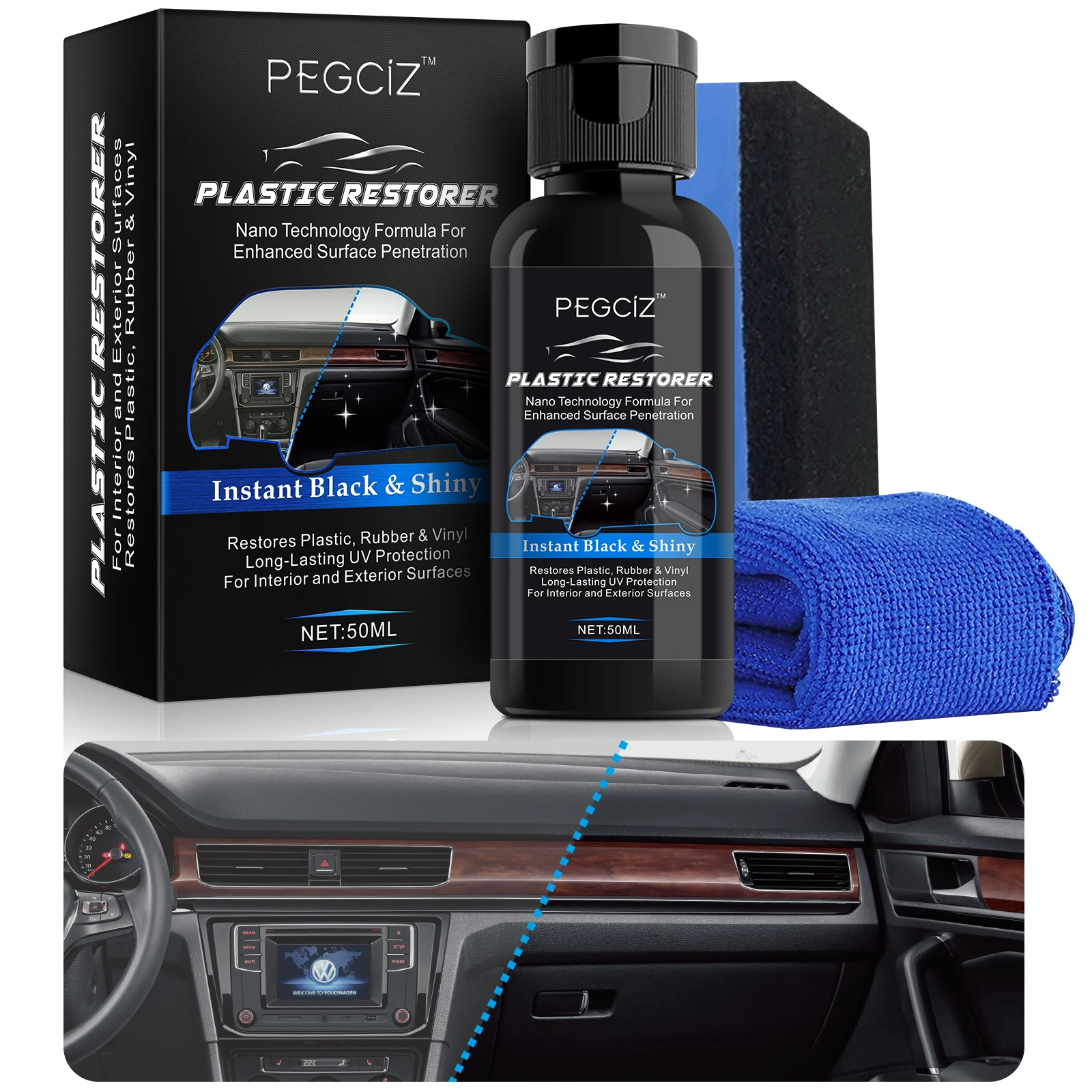 

Nano Plastic Refreshing Coating Back To Black Car Plastic Restorer Plastic Revitalizing Coating Agent 50ML