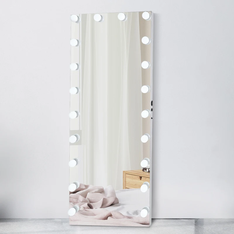 

Frameless standing full body length floor dressing Hollywood vanity led light Mirror, White