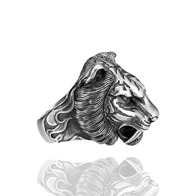 

Tiger Renovate With Skull Fashion Jewelry Accessories Stainless Steel Silver Men Ring