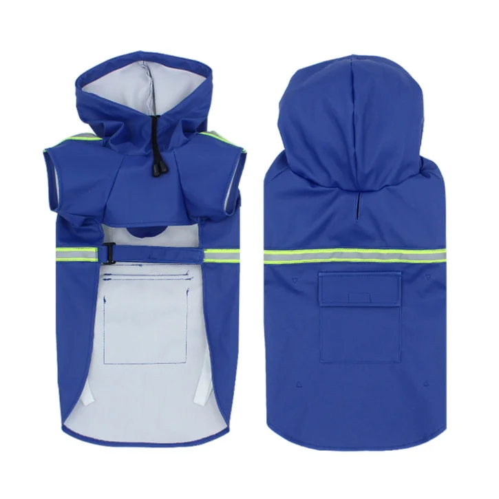 

2021 Waterproof PU Pets Raincoat Summer Fashion Reflective Strip Design Dog Raincoat, 4 colors