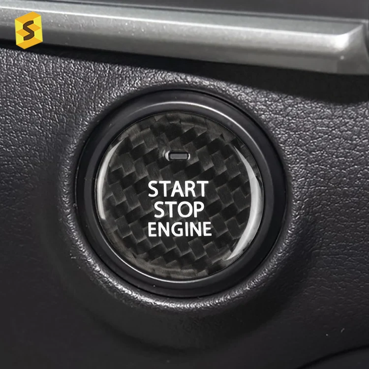 

ES Wholesale Real Carbon Fiber Car Accessories Auto Decoration Engine Start Stop Button Stickers Cover For Mazda CX 30
