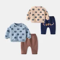 

bear printing long pullover and pants kids clothing sets Baby boy clothes sets